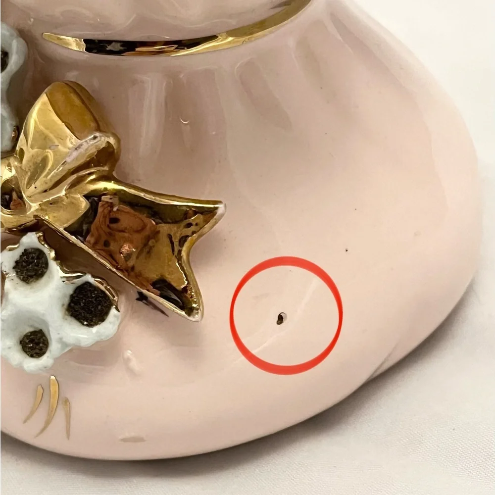 Napco Pink Vase Ceramic Gold Forget Me Nots 1H2242/L Collectible Vase, VTG EUC